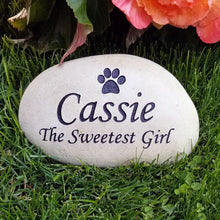 Load image into Gallery viewer, Personalized pet memorial stone for pet passing gift.  Engraved with name and sentiment