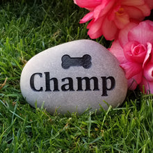 Load image into Gallery viewer, Pet Memorial Stone for Dogs - Personalized Pet Gravestone or garden memorial engraved with pet&#39;s name and a dog bone
