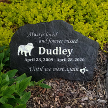 Load image into Gallery viewer, Flagstone dog memorial stone.  Personalized (engraved) with your pets name, important dates and loving sentiment.
